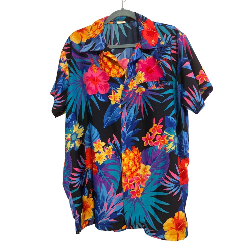 King Kameha Mens XL Hawaiian Shirt Aloha‎ Tropical Floral Short Sleeve